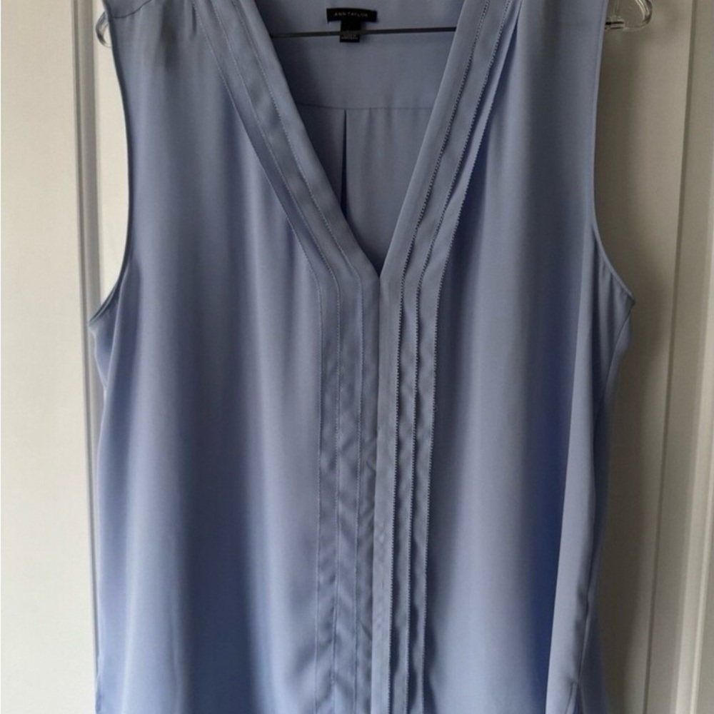 Ann Taylor Soft Blue V-Neck Blouse